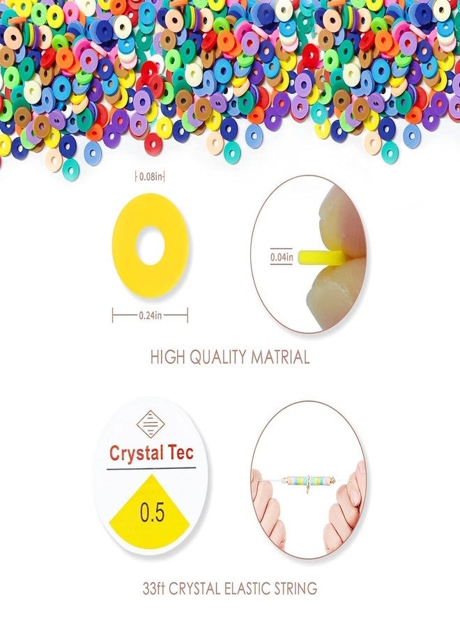 CLOSAL® Clay Beads Bracelet Making Kit,24 Color DIY Flat Preppy Beads for Friendship Jewelry Making,Polymer Heishi Beads with Charms Gifts for Teen Girls Crafts for Ages 4-12 - Image 4